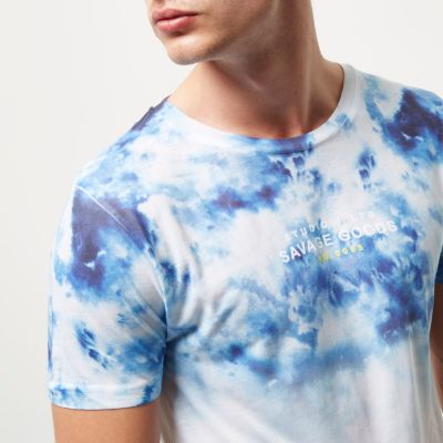 White and blue tie dye T-shirt